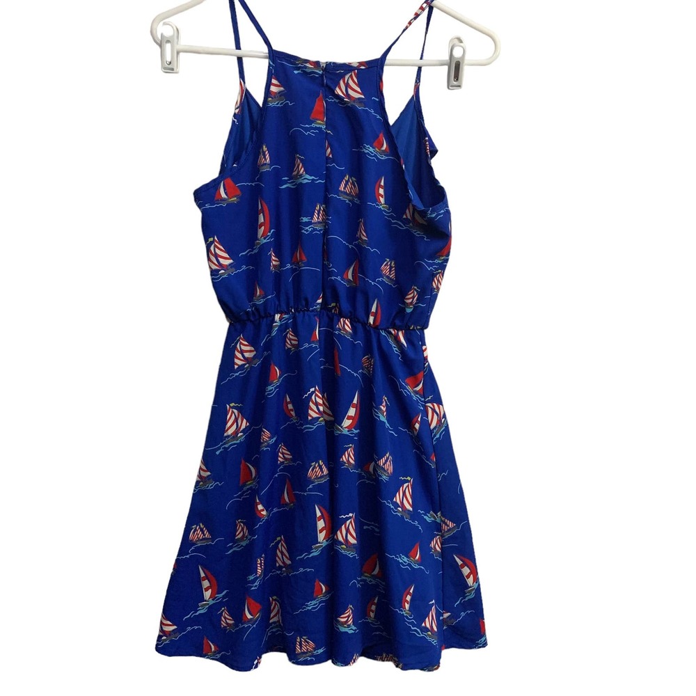 Hello Miss Sailboat Dress Ruffles and Spaghetti Straps Size S - Picture 2 of 9